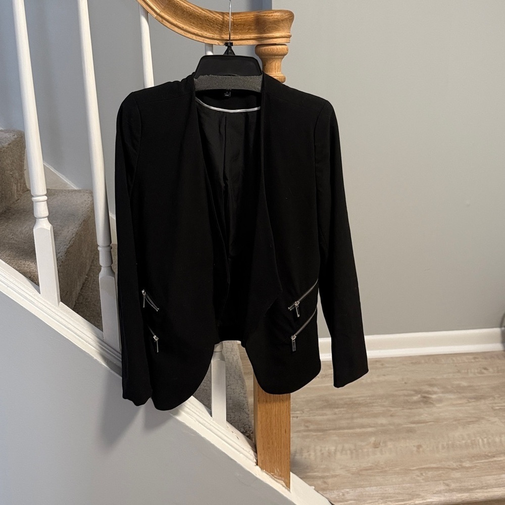 Premise Black Blazer with Zipper Accents